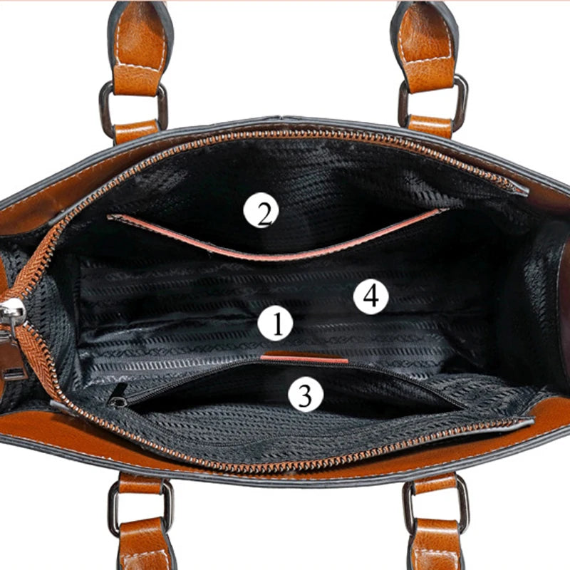 Women's Leather Shoulder Tote Bag
