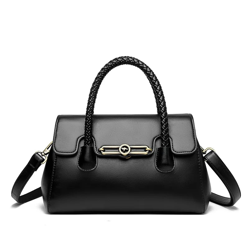 Women's Woven Leather Top-Handle Bag