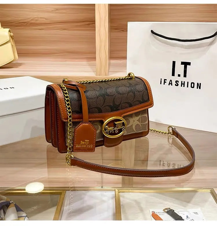Minimalist Contrast Box Bag – Chic Crossbody Handbag