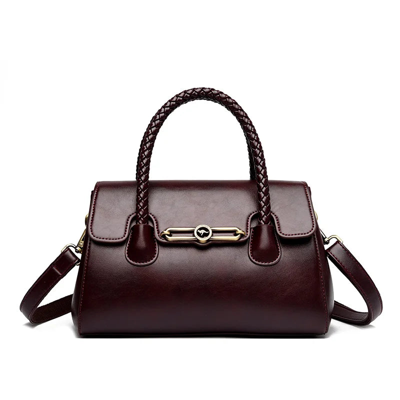 Women's Woven Leather Top-Handle Bag