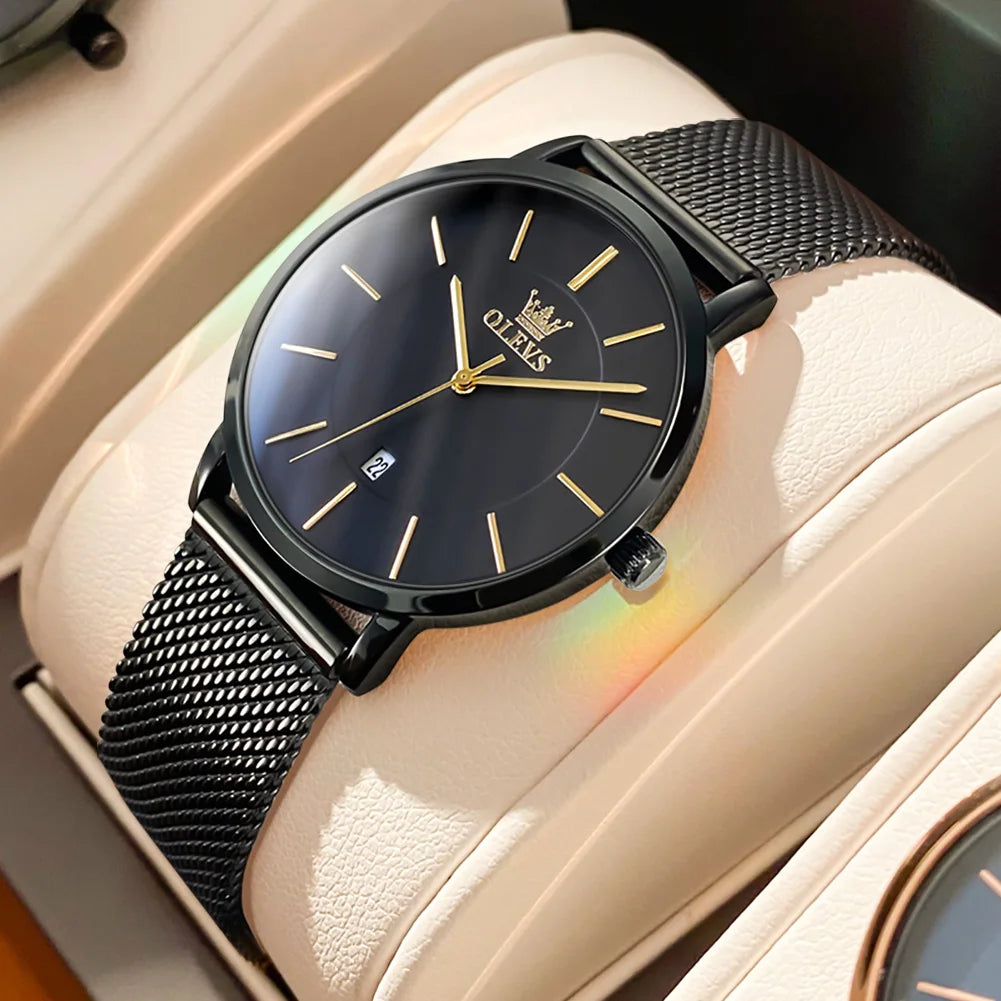 OLEVS Luxury Quartz Watch – Rose Gold Stainless Steel Gift Set