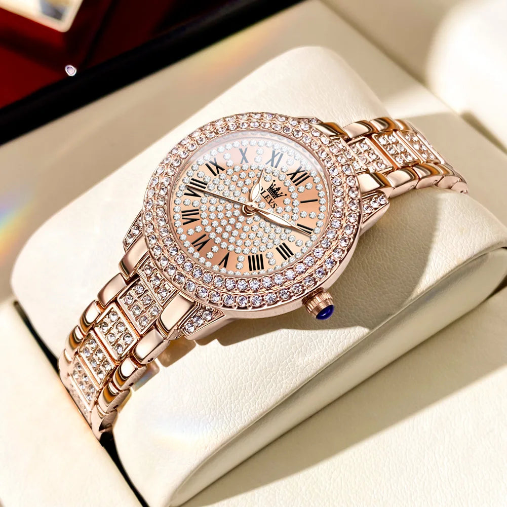 OLEVS Luxury Diamond Watch – Roman Dial Waterproof Luminous