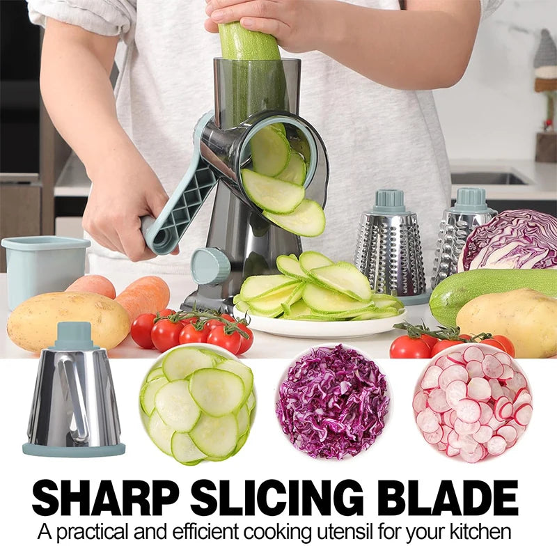 3-in-1 Rotary Cheese Grater & Vegetable Shredder