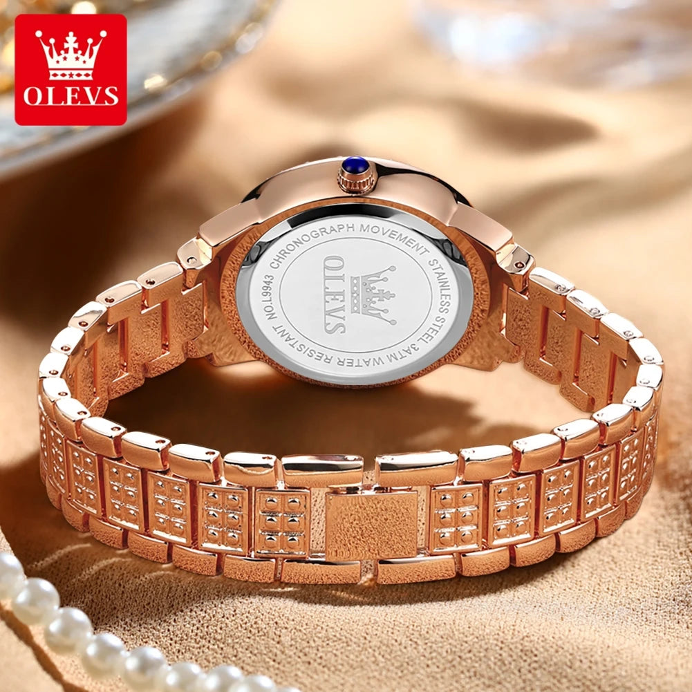 OLEVS Luxury Diamond Watch – Roman Dial Waterproof Luminous