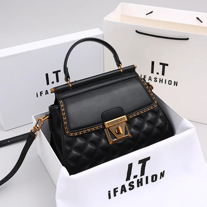 Diamond Grid Square Bag – Light Luxury Shoulder Crossbody