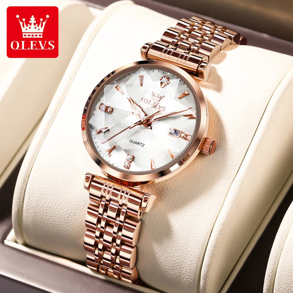 OLEVS Rhombic Mirror Watch – Elegant Quartz Waterproof