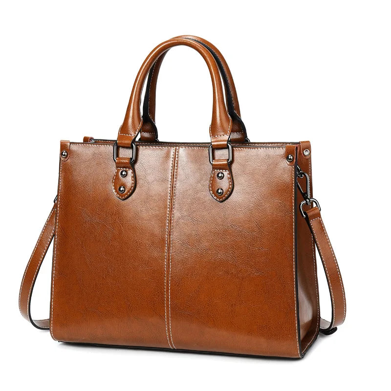 Women's Leather Shoulder Tote Bag
