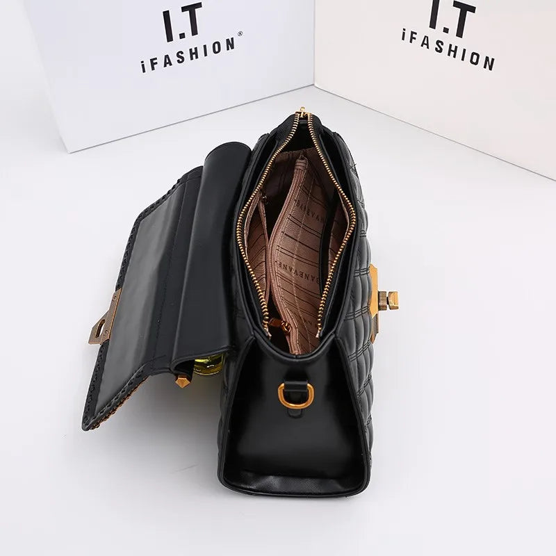 Diamond Grid Square Bag – Light Luxury Shoulder Crossbody