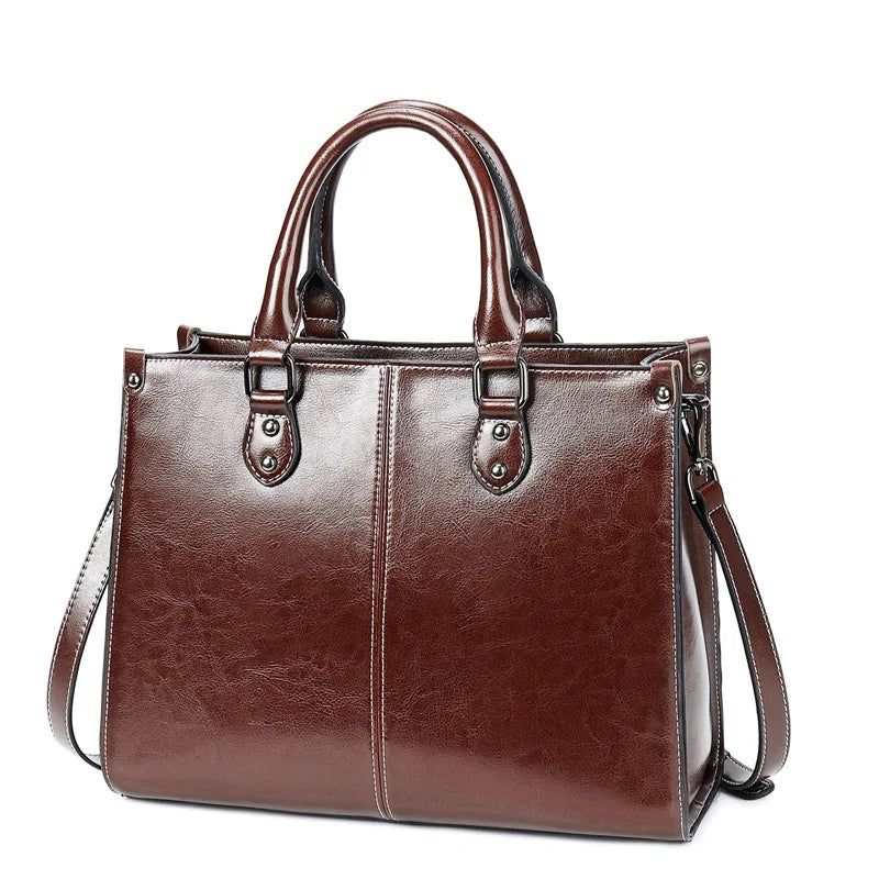 Women's Leather Shoulder Tote Bag