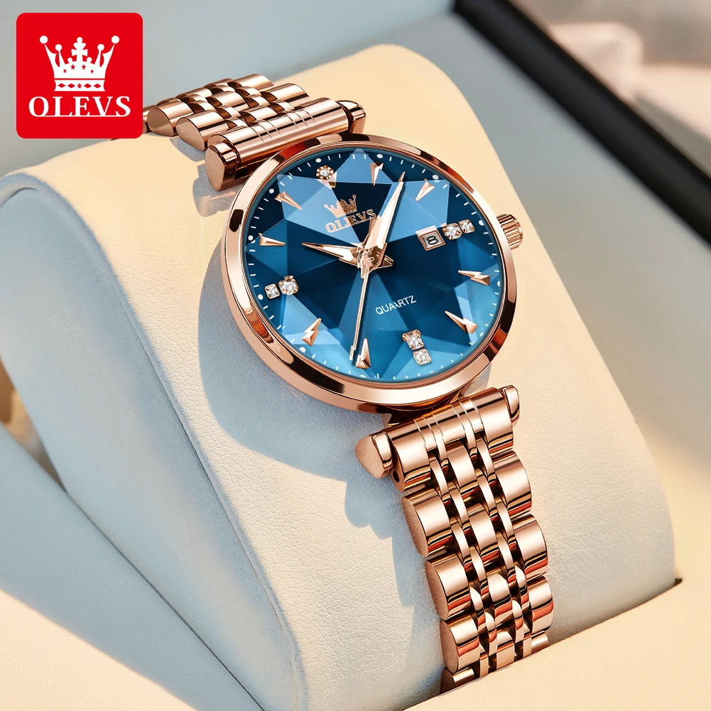 OLEVS Rhombic Mirror Watch – Elegant Quartz Waterproof