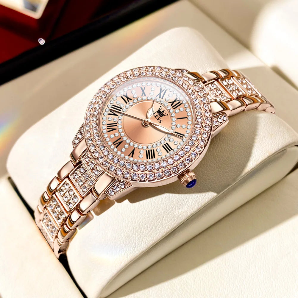 OLEVS Luxury Diamond Watch – Roman Dial Waterproof Luminous