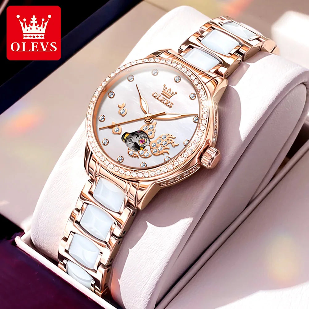 OLEVS 7001 Mechanical Watch – Koi Carp Diamond Ceramic