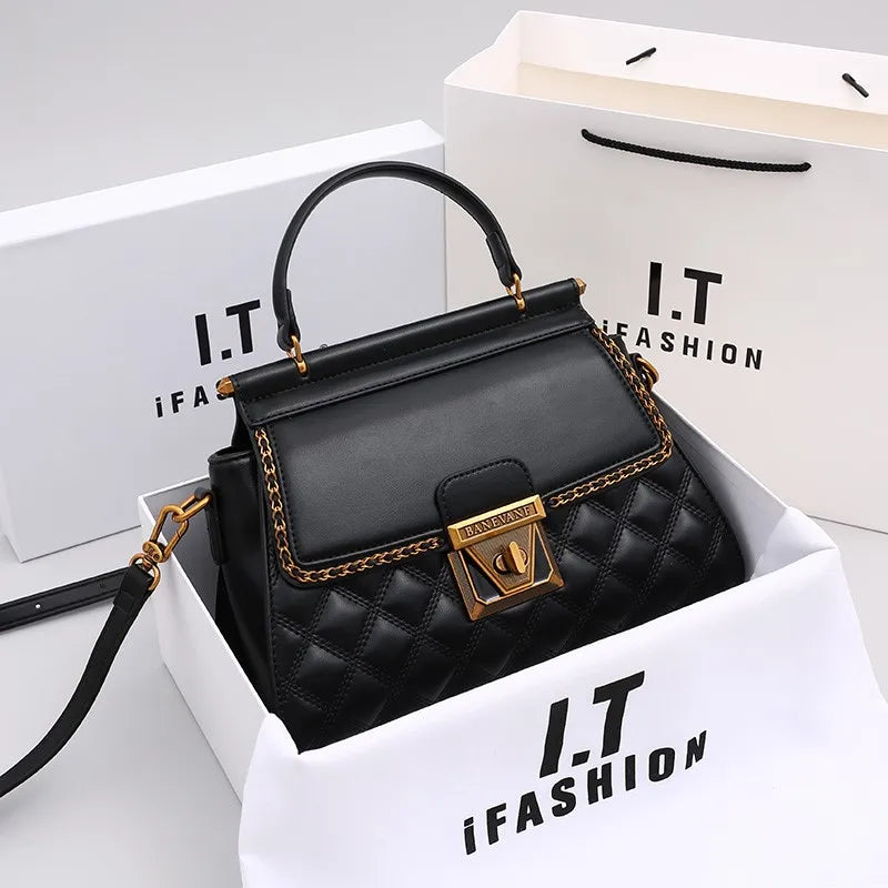 Diamond Grid Square Bag – Light Luxury Shoulder Crossbody