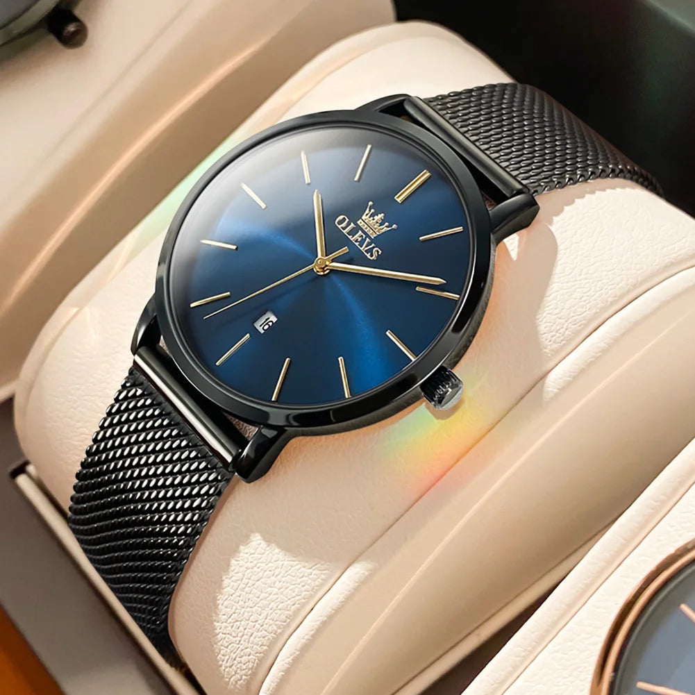 OLEVS Luxury Quartz Watch – Rose Gold Stainless Steel Gift Set