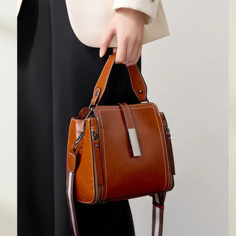 BURMINSA Vintage Leather Doctor Bag – Crossbody Satchel