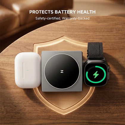 Charging station with smartwatch and earbuds
