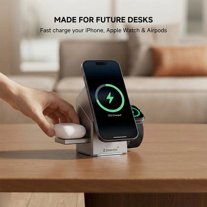 3-in-1 charging station with compatible devices
